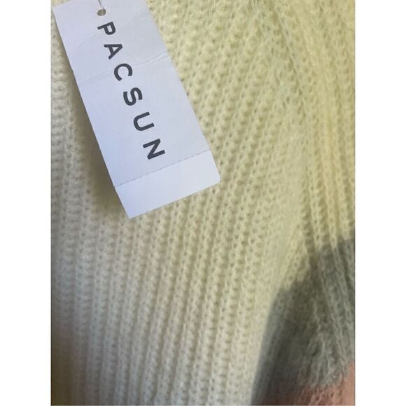 NWT LA Hearts PAC Sun Tri Color Block Fuzzy Knit Cropped Sweater Size M - Picture 4 of 12